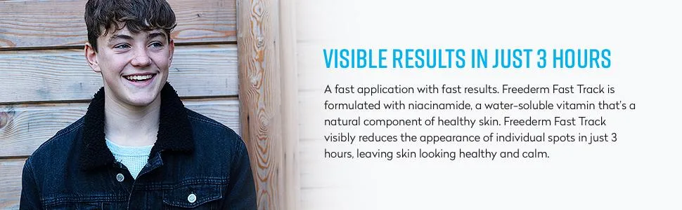 FREEDERM Fast Track Visibly Reduces the Appearance of Individual Spots Within 3 Hours with Niacinamide Clear 25g - Visible results in just 3 hours