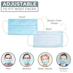 Shatchi disposable facial mask with ear loop 3 lint blue 100 pieces - SHATCHI