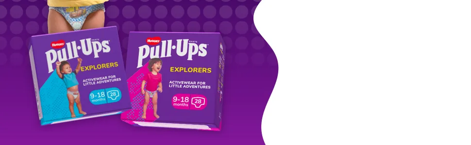 Huggies Pull-Ups Explorers Pull-Ups for Boys - 1.5-3 Years Size 4-5+ Nappies (24 Pants) - Flex and Protect - Nappy Pants with Fun Designs 24 Count (Pack of 1) - Huggies, Huggies Pull Ups, Pull Ups Explorers, Toddler Nappies