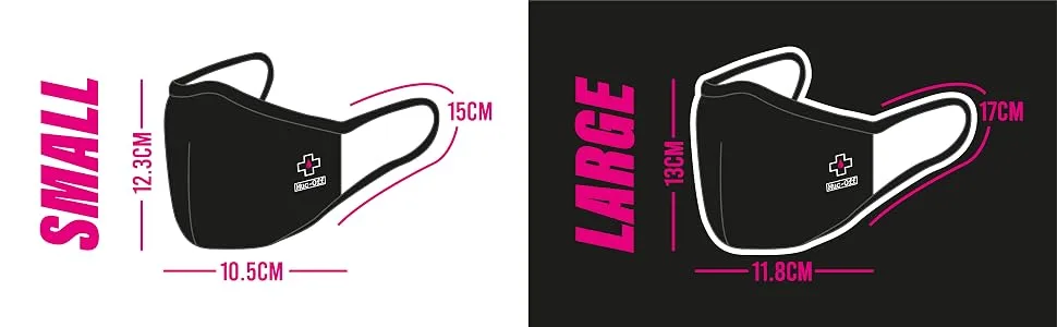 Muc-Off 20269 Black Reusable Face Mask Large - Adjustable Face Covering With Mid-Layer Filter - Washable Up To 20 Times Black L (Pack of 1) - Face Masks Sizes