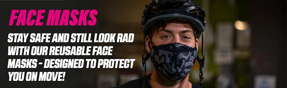 Muc-Off 20272 Camo Reusable Face Mask Small - Adjustable Face Covering With Mid-Layer Filter - Washable Up To 20 Times Camo S (Pack of 1) - Face Mask Intro