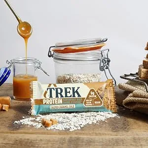 TREK High Protein Flapjack Smooth Lemon - Gluten Free - Plant Based - Vegan Snack - 50g x 16 bars - Trek Protein Oat Flapjack