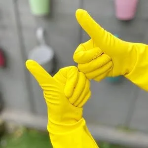 Elbow Grease Rubber Gloves Cotton Lined Extra Strong Non-Slip Size Medium Yellow 7.0 Gram M (Pack of 1) - Soft Non Slip
