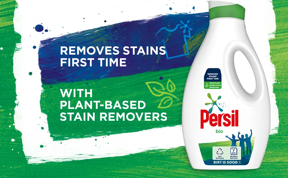 Persil Bio Laundry Washing Liquid Detergent stain removal first time 100% recyclable bottle 38 wash 1.026 l - product information 2