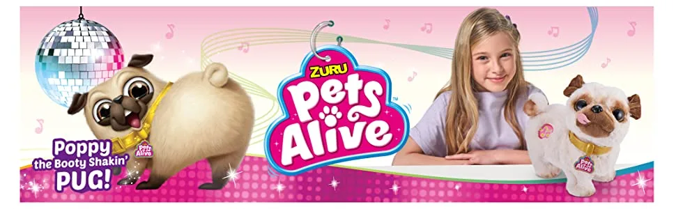 Pets Alive Poppy The Booty Shakin Pug Interactive Dancing Plush Puppy by ZURU - Pets Alive Pug