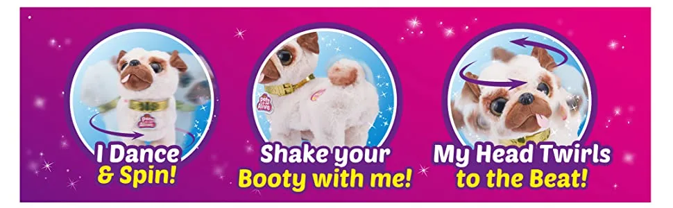 Pets Alive Poppy The Booty Shakin Pug Interactive Dancing Plush Puppy by ZURU - Pets Alive Pug