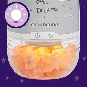 ClevaMama ClevaPure Himalayan Salt Lamp - Humidifier Air Purifier Aromatherapy Diffuser for Nursery - Universal Adapter 110-240V - Night light