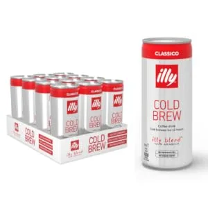 illy Cold Brew Coffee Ready to Drink Can Iced Coffee No Added Sugar Classico 250ml x 12 Black (Classico) - illy cold brew