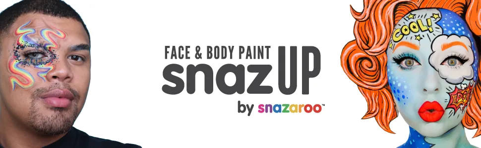 Snazaroo Bio Glitter Face and Body Paint Biodegradable Chunky Gliter Silver Colour 3g - Faces on either side of text in face paint and glitter