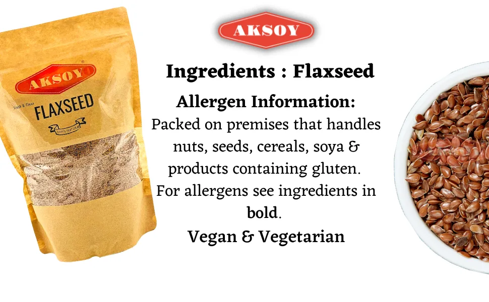 Aksoy Brown Whole Flaxseed (Linseed) 1250gr || Batch Tested Raw Non GMO Sproutable Keto Friendly 1250.0 grams - Flaxseed Allergen information