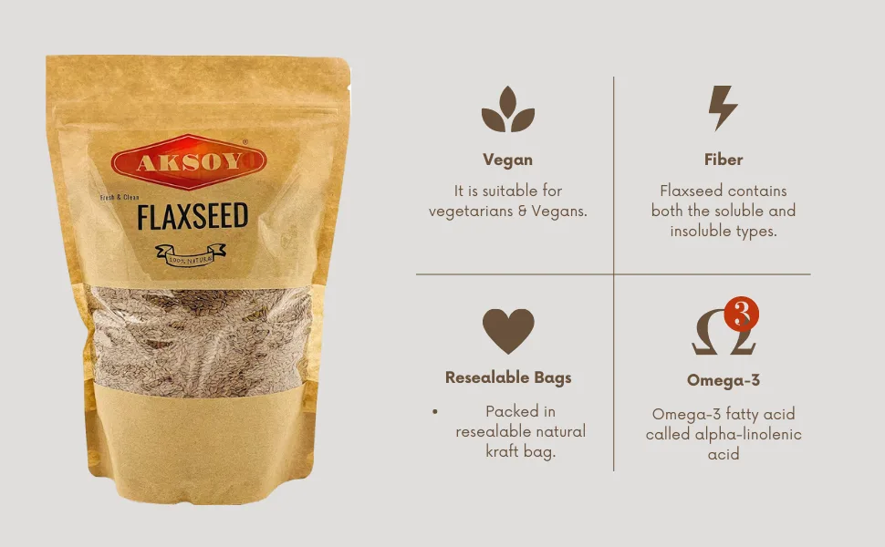 Aksoy Brown Whole Flaxseed (Linseed) 1250gr || Batch Tested Raw Non GMO Sproutable Keto Friendly 1250.0 grams - Flaxseed is Vegan, Omega-3