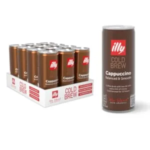 illy Cold Brew Coffee Cappuccino Ready to Drink Can Iced Coffee No Added Sugar 250ml x 12 - cappucino