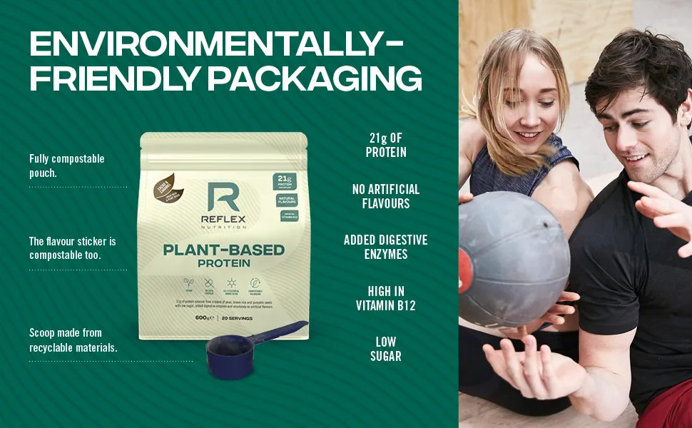 Reflex Nutrition Plant Based Vegan Protein with B12 Great Taste New 2020 Protein (Banana) (600g) - Protein Powder, Vegan Protein Powders, Plant based protein powder, diet protein powder