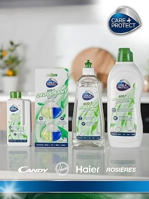 CARE + PROTECT ECO+ Deodorant for Dishwasher Eliminates Bad Odours Long-Lasting Lemon Fragrance 2 Shells Upto 120 Washes - eco+