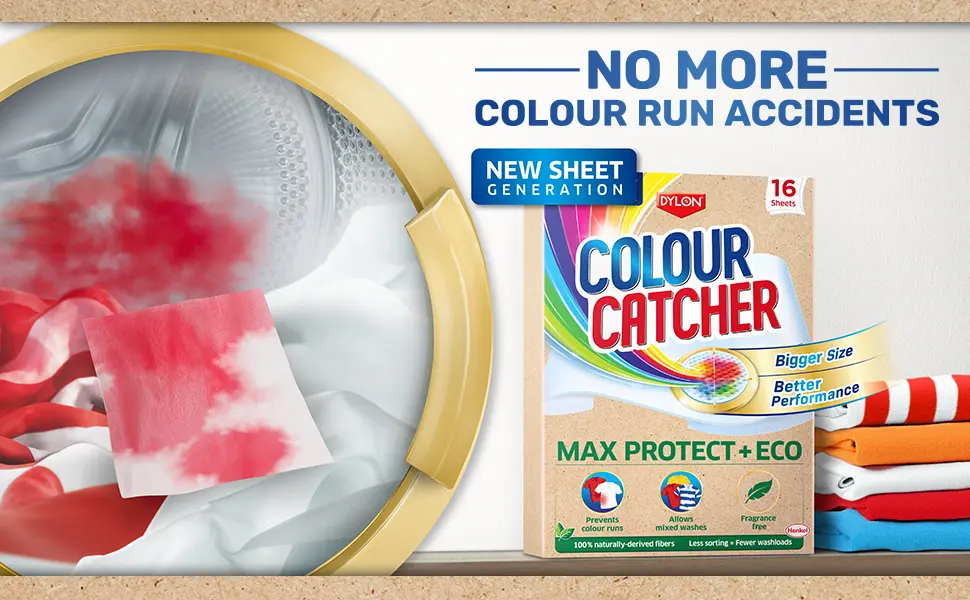 Colour Catcher Max Protect + Eco Laundry Sheets Helps to Prevent Colour Run and Protects Brightness 16 Sheets - No more accidents