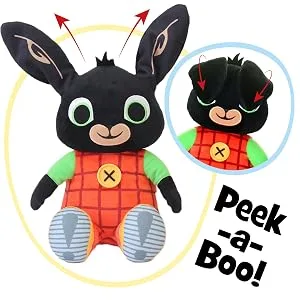 Bing Peek-A-Boo Talking Teddy Bear. Cute Interactive Rabbit Sensory Toy for 10 Months+. Colourful Listen & Learn. Sits 28cm Tall Toys. - Bing Peek a Boo
