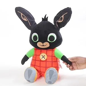 Bing Peek-A-Boo Talking Teddy Bear. Cute Interactive Rabbit Sensory Toy for 10 Months+. Colourful Listen & Learn. Sits 28cm Tall Toys. - Bing Press his hand