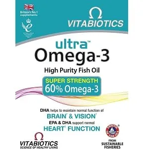 Vitabiotics Ultra Omega-3 Fish Oils Capsules with DHA EPA Nutritional Supplements for Heart Brain and Eye Vision - product information 1
