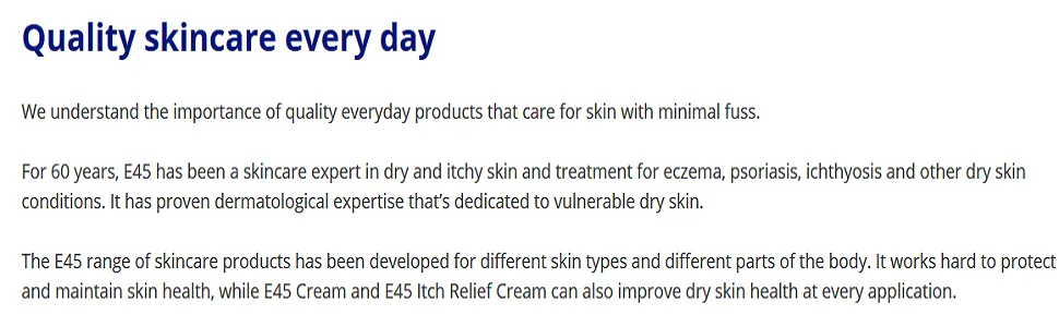 E45 Itch Relief Cream (3 x 100g Tube) - product information 3