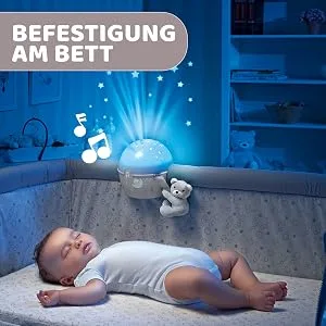 Chicco Next2Stars Baby Night Light Neutral | Star Light Projector for Cots and Cribs Sound Sensor 3 Light Effects and Music Beige - Chico