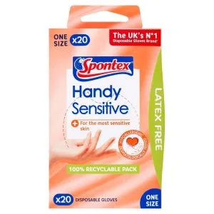 Spontex Handy Sensitive Disposable Gloves 20pk One Size Handy Latex Free Disposable Gloves 20pk - Spontex Handy Sensitive Disposable Gloves 20pk