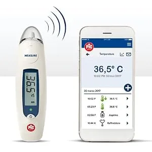 Pic Solution ThermoDiary Ear Infrared Thermometer Earphone Connected to App Without Head Cover - TErmometer, infrared, ear thermometer