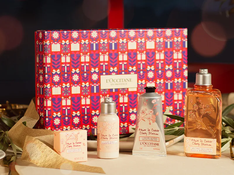 L'OCCITANE Soft & Delicate Cherry Blossom Collection | Beauty and Skincare Kit | Perfect as a Gift - Cherry Blossom; Christmas; Gift Set; Beauty; L