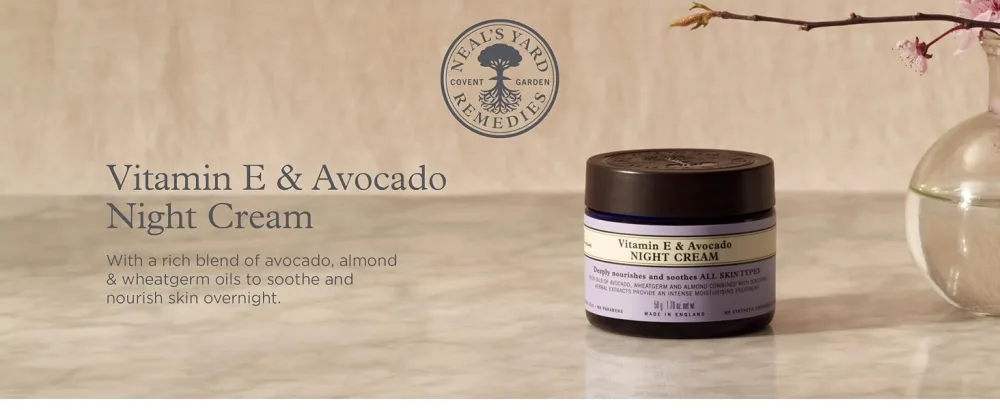 Neal's Yard Remedies Vitamin E & Avocado Night Cream | Deeply Moisturising & Replenishing | 50g 50 g (Pack of 1) - product information 1