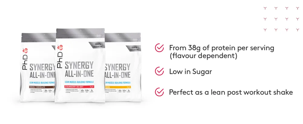 PhD Nutrition Synergy All in one Lean Protein Powder Lean-Muscle Building Formula Ideal for Post Workout Double Chocolate Flavour 30 Servings per 2kg Bag Double Chocolate Cookie - product information 2