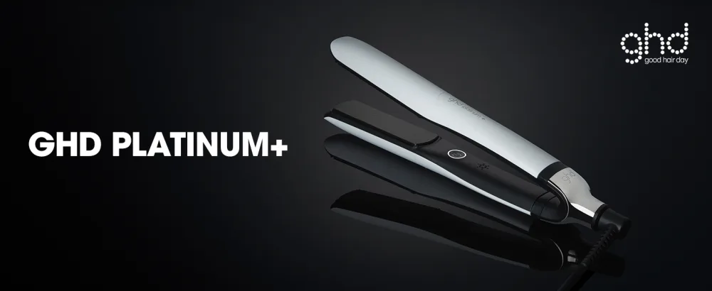 ghd Platinum+ Styler - Professional Smart Hair Straighteners Wishbone Hinge Ultra Gloss Plates Single White - Plat+