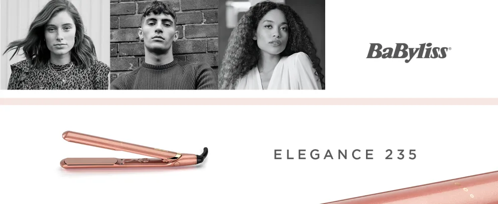BaByliss Elegance 235C Hair Straighteners Ultra-smooth ceramic plates Multi-voltage Fast Heat Up variable heat Rose Gold - elegance 235