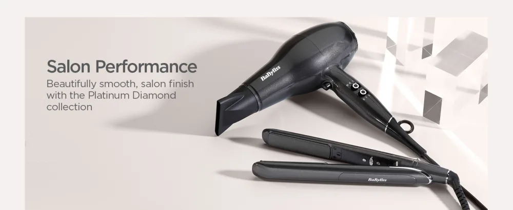 BaByliss Platinum Diamond 2300W Professional AC Motor hairdryer ultra-fast drying Ionic Diffuser - salon performance