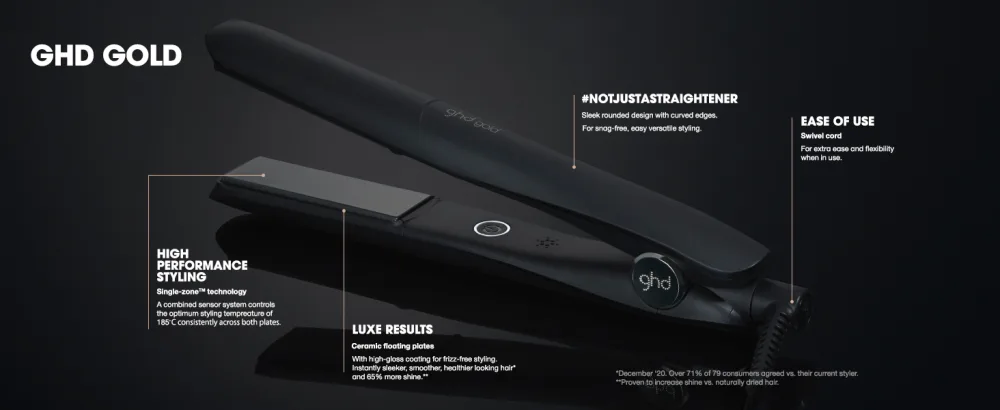ghd Gold Styler Professional Hair Straighteners Black - GOLD