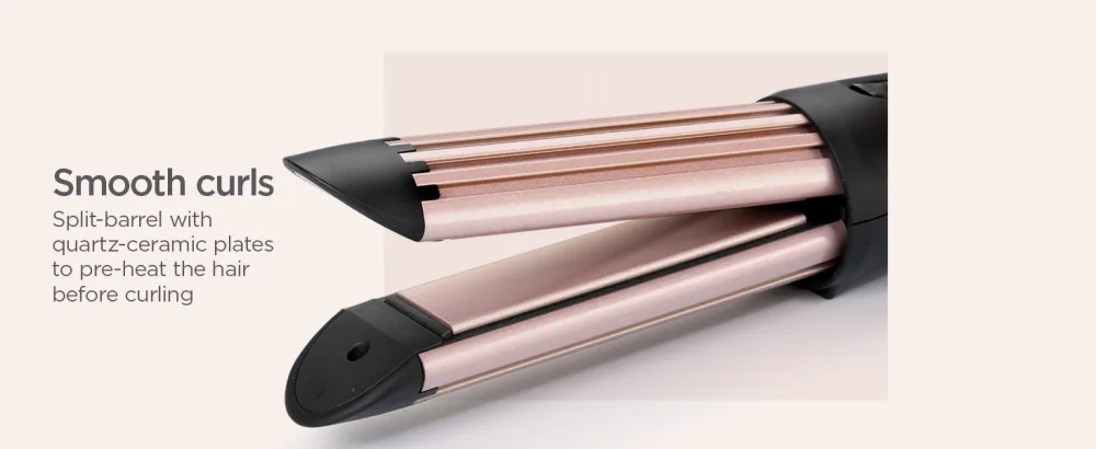 BaByliss Curl Styler Luxe - Smooth curls Split-barrel with quartz-ceramic plates to pre-heat the hair before curling