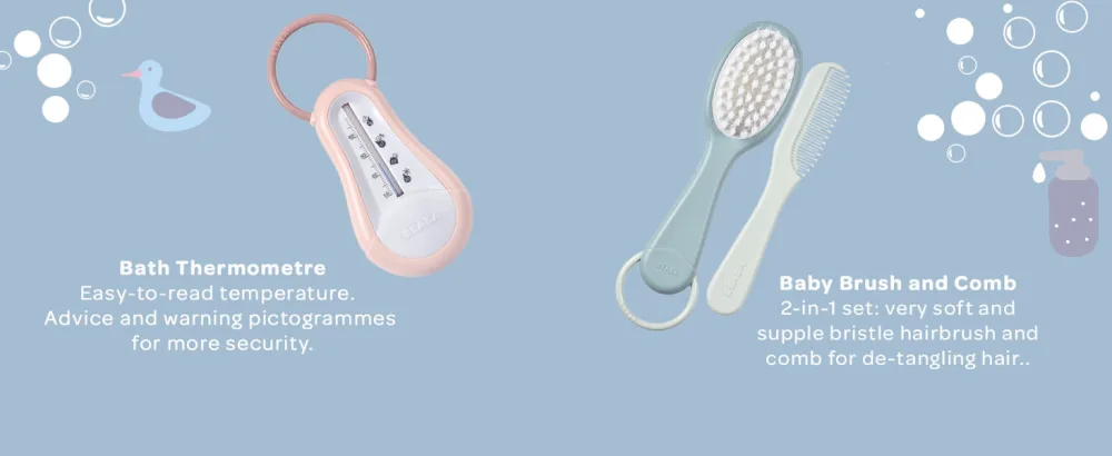 Beaba - Comb + Hairbrush set for Babies and Children - Integrated comb storage system on the back of the brush - Pink - Beaba