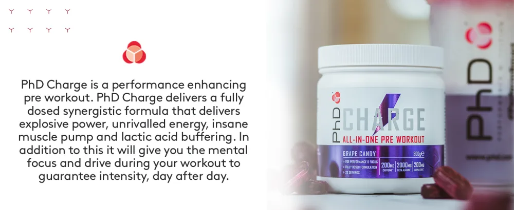 PhD Authentic Charge All-in-One Pre Workout with Creatine Performance and Focus High Caffeine Sour Watermelon Flavour 20 Servings Per 300g Bottle - product information 3