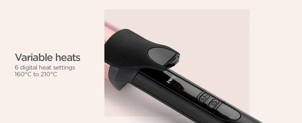 BaByliss Rose-Quartz Tong, 38 millimeters - Hair Curler for Natural Waves and Curls, Ceramic, 6 Heat Settings, Pink & Black, 2453U - variable heats