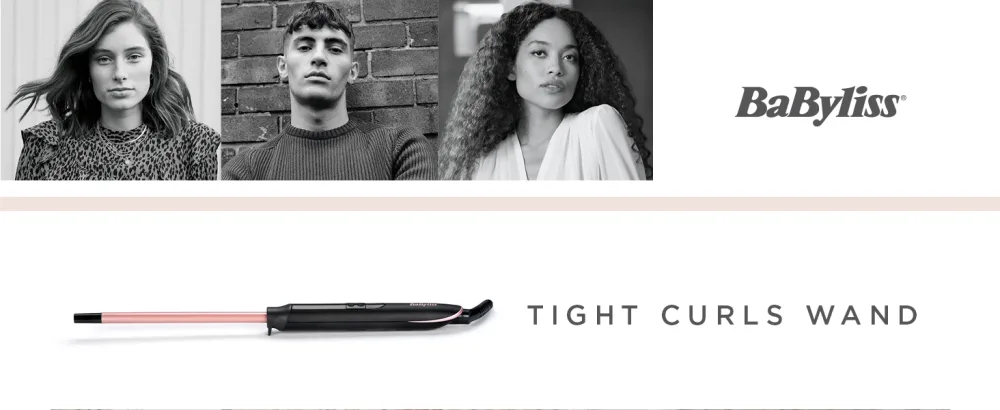 BaByliss Rose Quartz Tight Curls Wand Black - babyliss tight curls