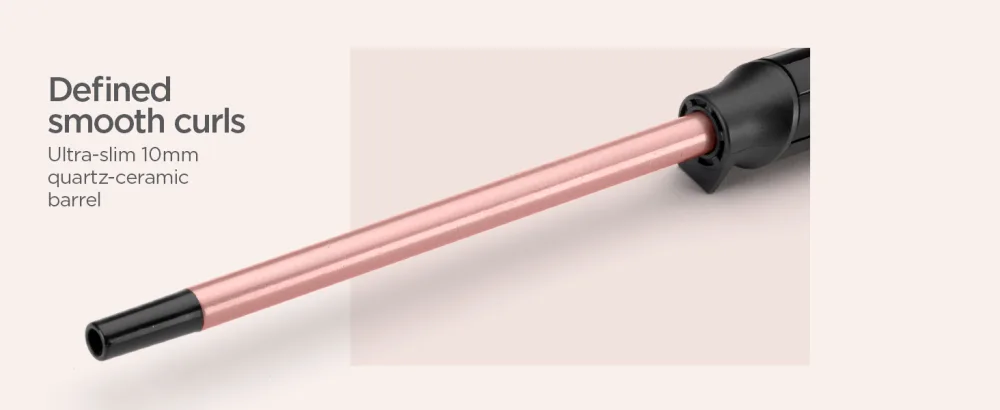 BaByliss Rose Quartz Tight Curls Wand Black - Defined smooth