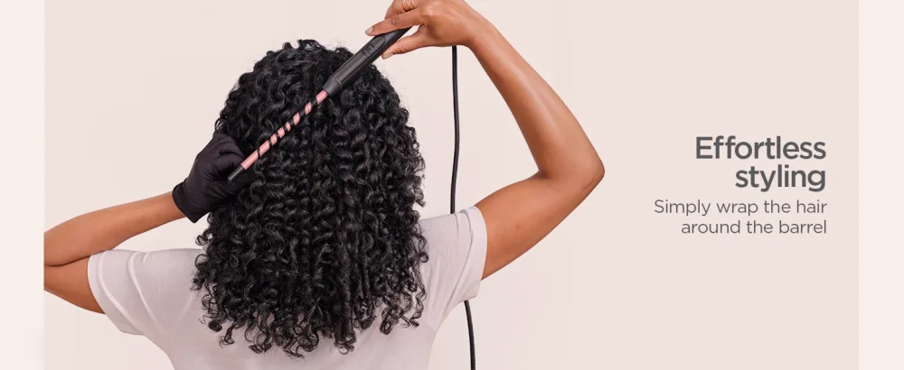 BaByliss Rose Quartz Tight Curls Wand Black - easy styling