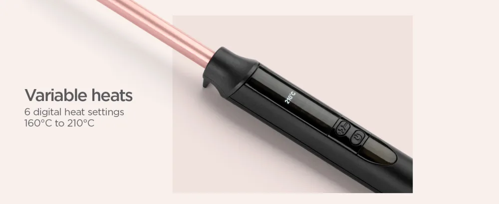 BaByliss Rose Quartz Tight Curls Wand Black - heats