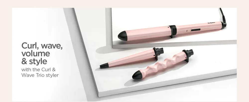 BaByliss Curl & Wave Trio Styler Multi-styler Hair waver Beachy waves Loose waves pink 3 in 1 curling wand Single - curl trio styler