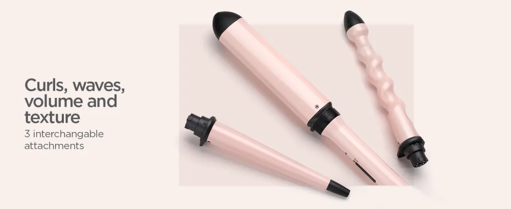 BaByliss Curl & Wave Trio Styler Multi-styler Hair waver Beachy waves Loose waves pink 3 in 1 curling wand Single - curl wave volume and texture fast styling