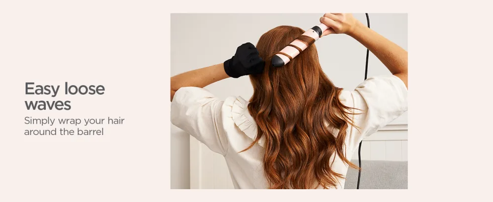 BaByliss Curl & Wave Trio Styler Multi-styler Hair waver Beachy waves Loose waves pink 3 in 1 curling wand Single - loose waves