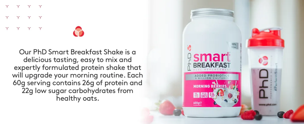 PhD Smart Breakfast Shake with High Protein Essential Vitamins & Minerals Probiotics & Digestive Enzymes Blueberry & Lemon Flavor 26 g Protein 10 Servings - product information 2