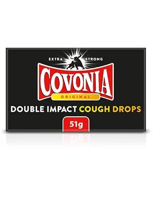 Covonia Double Impact Cough Drops Original 51g Extra Strong warming flavour and menthol vapour - Covonia Cough Drops; Cough Drops; Cough pastilles; Cough Sweets; Cough Sweeties
