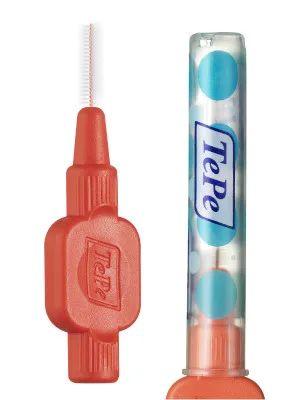 TePe Interdental Brushes Red Extra Soft (0.5mm - Size 2) / Simple and effective cleaning of interdental spaces / 1 x 8 brushes Red 8 count (Pack of 1) - tepe idb brush