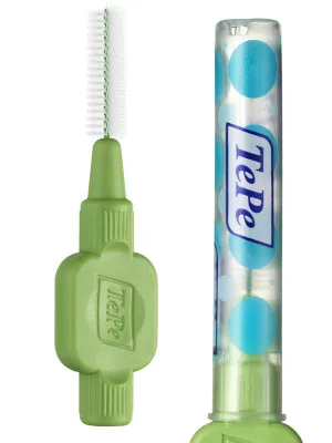 TePe Interdental Brush Original Green 0.8 mm/ISO 5 8pcs plaque removal efficient clean between the teeth tooth floss for narrow gaps 8 count (Pack of 1) Green (Size 5) - tepe idb brush