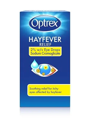 Optrex Hayfever Relief 2% w/v Eye Drops Sodium Cromoglicate Clinically Proven 10ml each Relieves Symptoms of Eye Allergy Works Instantly - Oprex Hayfever Relief Eye Drops