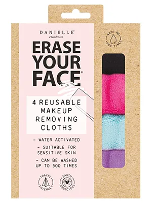 Danielle Creations Erase Your Face Eco Friendly Reusable Make Up Remover Cloth in Pink - erase your face natural makeup remover
